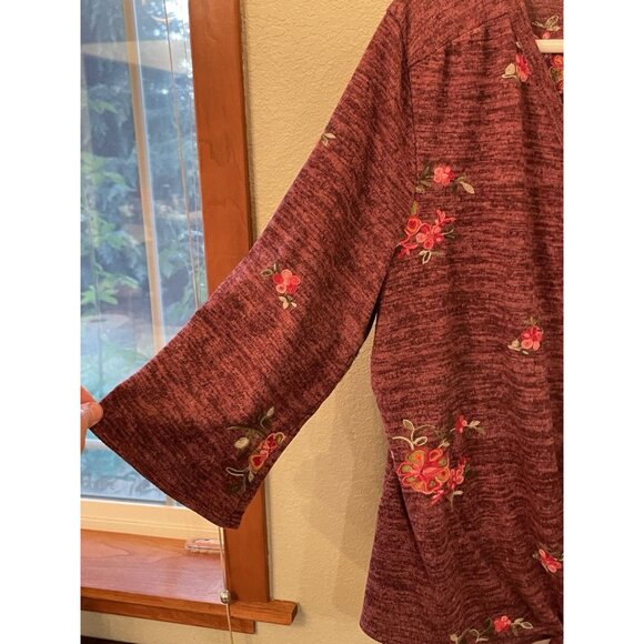 Fig and Flower‎ Top Womens 3X Floral Embroidered Peasant Boho Tie Front Cardigan - Picture 2 of 8